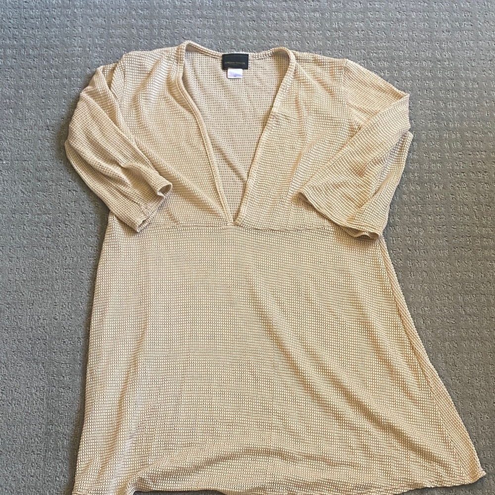 Jordan Taylor Beige Knit Swim Coverup Size M, Gold